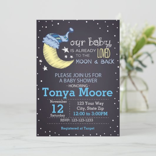 Einladung zur Mond- und Rückendusche (Junge) (Stehend Vorderseite)