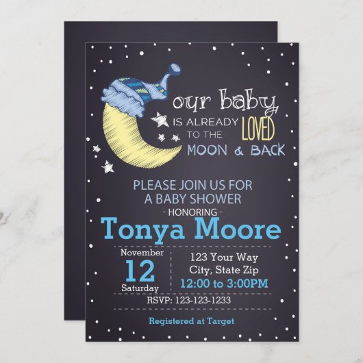 Einladung zur Mond- und Rückendusche (Junge) (Vorne/Hinten)