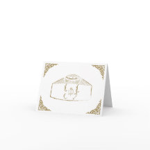 Einladung zur mongolischen Hochzeit: Creme und Gol