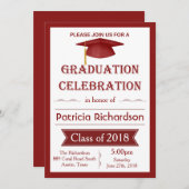 Einladung zur Mortar-, Rot-Weiß-Graduiertenparty (Vorne/Hinten)