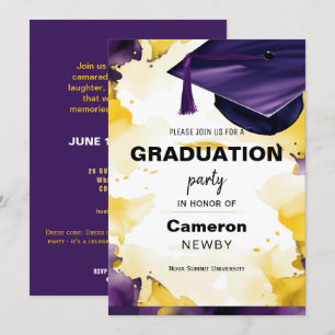 Einladung zur Mortarboard Watercolor Graduation Pa