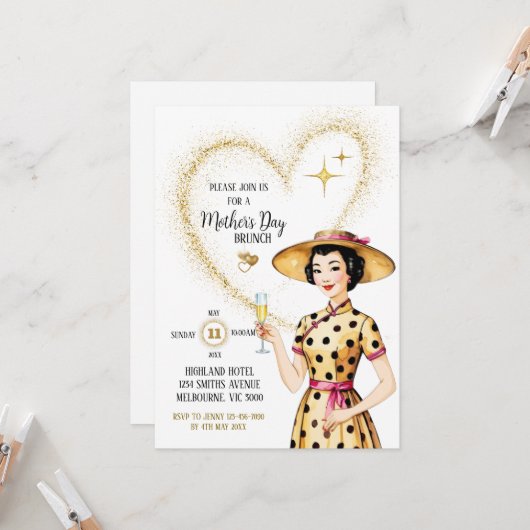 Einladung zur Mutter - Asiatische Frau mit Hut (Vorderseite/Rückseite Beispiel)