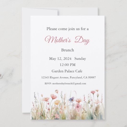 Einladung zur Mutter, Mittagessen am Muttertag (Vorderseite)