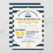 Einladung zur Nautic Anchor and Stripe Baby Dusche (Vorne/Hinten)