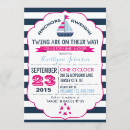 Einladung zur Nautic Anchor and Stripe Baby Dusche