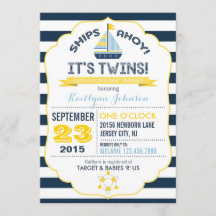 Einladung zur Nautic Anchor and Stripe Baby Dusche