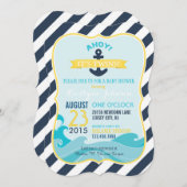 Einladung zur Nautic Anchor and Stripe Baby Dusche (Vorne/Hinten)