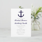 Einladung zur Nautic Anchor Navy Blue Bridal Dusch (Stehend Vorderseite)