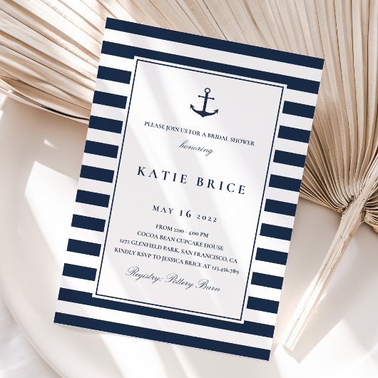 Einladung zur Nautic Navy Anchor Bridal Dusche