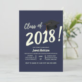 Einladung zur Nautic Navy Blue Graduation Party (Stehend Vorderseite)
