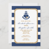 Einladung zur Nautic Navy & Gold Bridal Dusche (Vorderseite)
