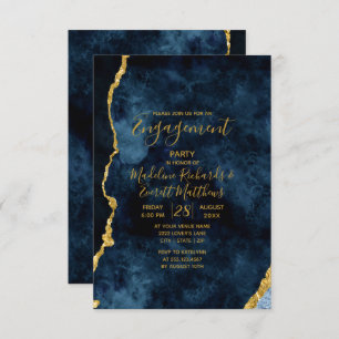 Einladung zur Navy Blue-Gold-Foil-Engagement