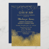 Einladung zur Navy Blue Gold Graduation Party (Vorne/Hinten)