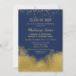 Einladung zur Navy Blue Gold Graduation Party