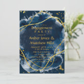 Einladung zur Navy Blue Paint Gold Engagement Part (Stehend Vorderseite)