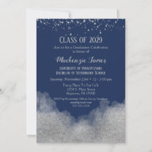 Einladung zur Navy Blue Silver Graduation Party