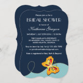Einladung zur Navy Blue Yellow Butterfly Dusche (Vorne/Hinten)
