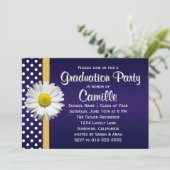 Einladung zur Navy Blue Yellow Daisy Graduation Pa (Stehend Vorderseite)