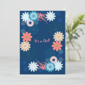 Einladung zur Navy Floral Baby Dusche (Stehend Vorderseite)