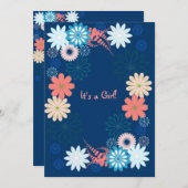 Einladung zur Navy Floral Baby Dusche (Vorne/Hinten)