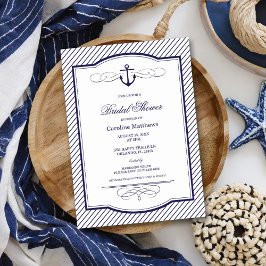 Einladung zur Navy Nautical Anchor Bridal Dusche