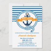 Einladung zur Navy & Orange Nautical Bridal Dusche (Vorderseite)