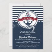 Einladung zur Navy & Red Rustic Nautical Baby Show (Vorderseite)