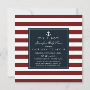 Einladung zur Navy und Red Nautical Baby Shower