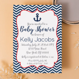 Einladung zur Navy und Red Nautical Baby Shower