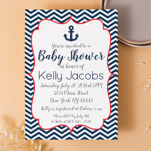 Einladung zur Navy und Red Nautical Baby Shower