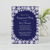 Einladung zur Navy Winter Lace Engagement Party (Stehend Vorderseite)
