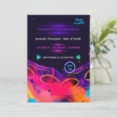 Einladung zur Neon Glow Graduation Party (Stehend Vorderseite)