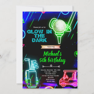 Einladung zur Neon-Golf-Geburtstagsfeier