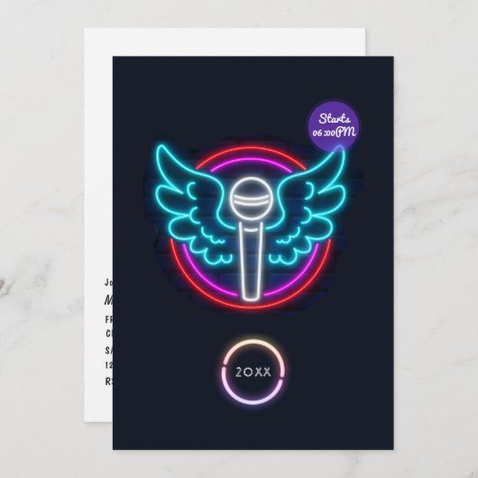 Einladung zur Neonmikrofone-Graduationspartei (Vorne/Hinten)