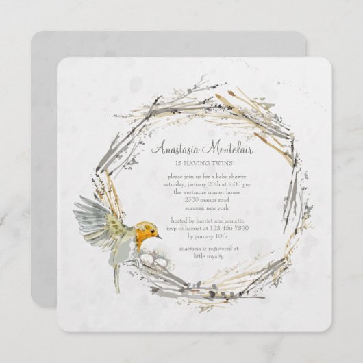 Einladung zur Nestdusche von Twin (Vorne/Hinten)