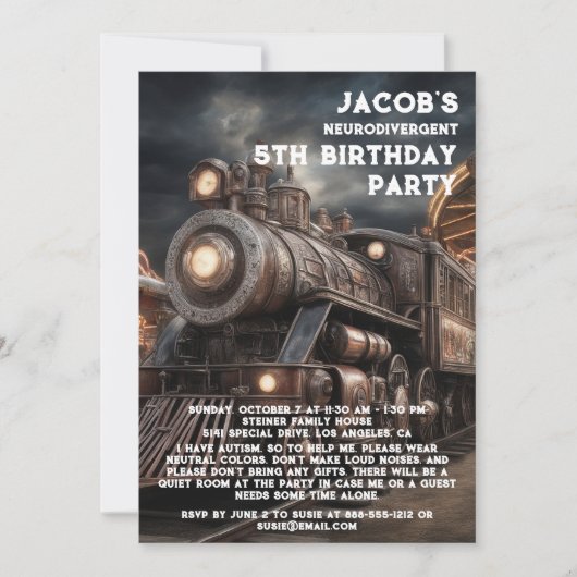 Einladung zur Neurodivergent Autistic Birthday Par (Vorderseite)