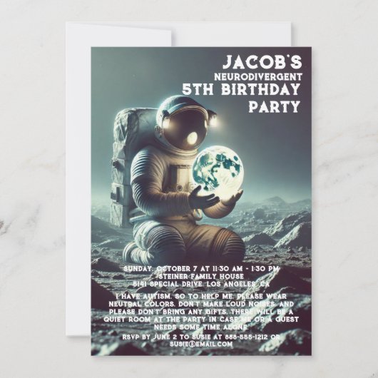 Einladung zur Neurodivergent Autistic Birthday Par (Vorderseite)