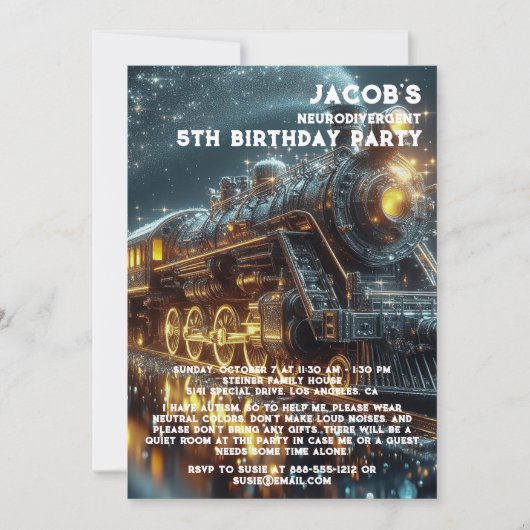 Einladung zur Neurodivergent Autistic Birthday Par (Vorderseite)