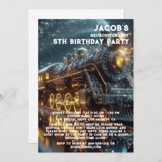 Einladung zur Neurodivergent Autistic Birthday Par (Vorne/Hinten)