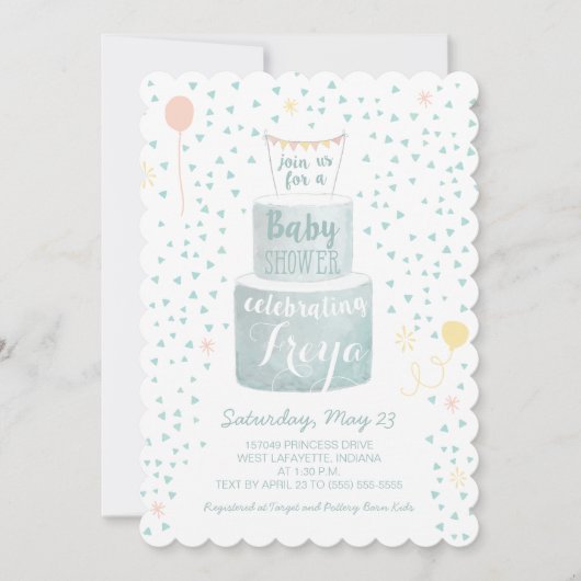 Einladung zur neutralen Baby-Dusche - Baby-Cakes (Vorderseite)