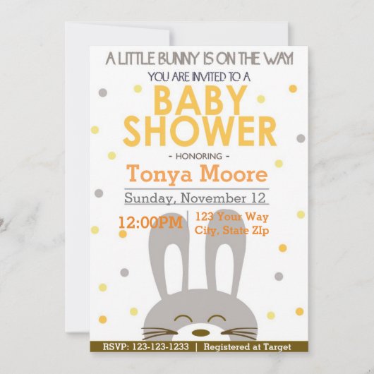 Einladung zur neutralen Babydusche (Vorderseite)