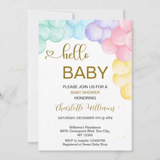 Einladung zur neutralen Babydusche (Vorderseite)