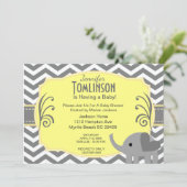 Einladung zur neutralen grauen und gelben Babydusc (Stehend Vorderseite)