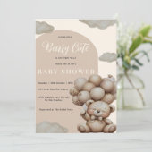 Einladung zur neutralen Teddy Bear Baby Dusche (Stehend Vorderseite)