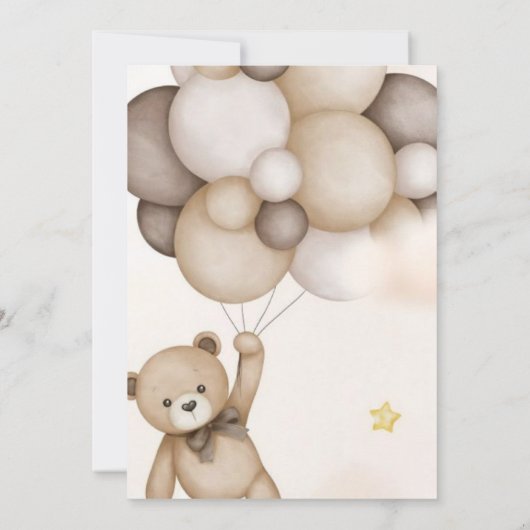 Einladung zur neutralen Teddy Bear Baby Dusche (Rückseite)