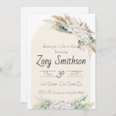 Einladung zur neutralen Tone Boho Dusche (Vorne/Hinten)