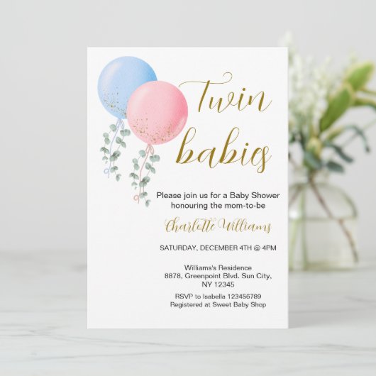 Einladung zur neutralen Zwillingsdusche (Stehend Vorderseite)