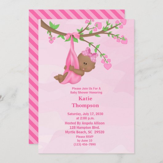 Einladung zur niedlichen Afroamerikanerin-Kinderdu (Vorne/Hinten)