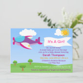 Einladung zur niedlichen Babydusche des Flugzeugs (Stehend Vorderseite)