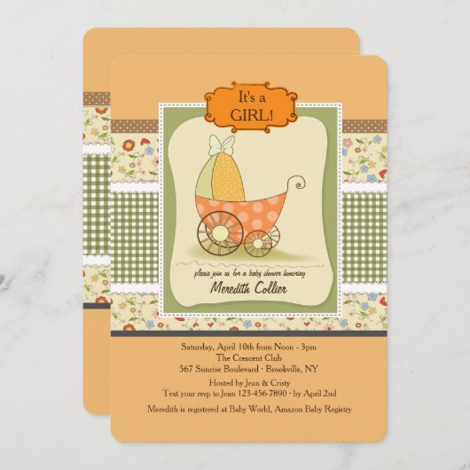 Einladung zur niedlichen Kindergartendusche (Vorne/Hinten)